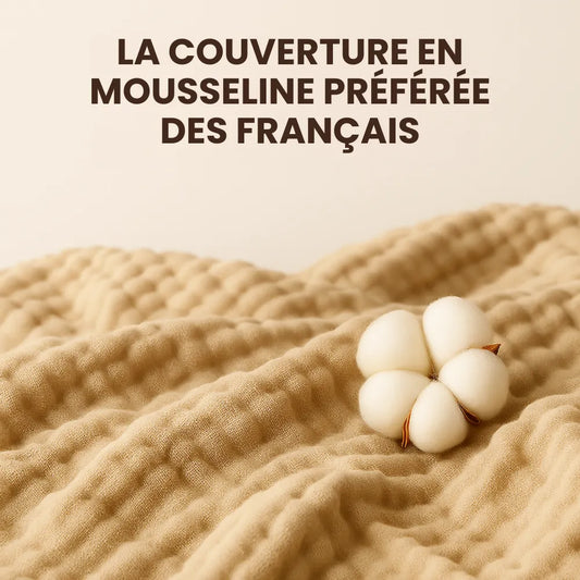 Couverture en mousseline – 100 % coton mousseline (1 achetée, 1 offerte)