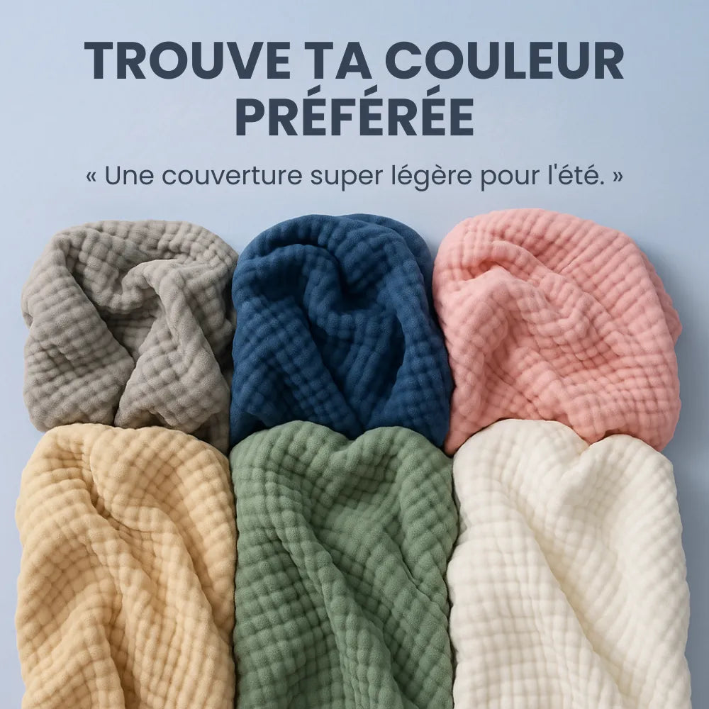 Couverture en mousseline – 100 % coton mousseline (1 achetée, 1 offerte)