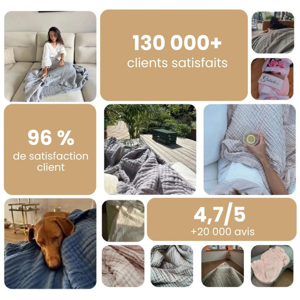 Couverture en mousseline – 100 % coton mousseline (1 achetée, 1 offerte)
