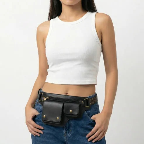 Maverick - Banane cuir rivets